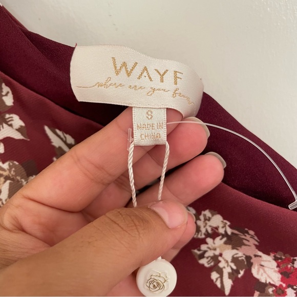 WAYF The Lainey Floral One Shoulder Twist Burgundy Gown Small - Picture 6 of 13